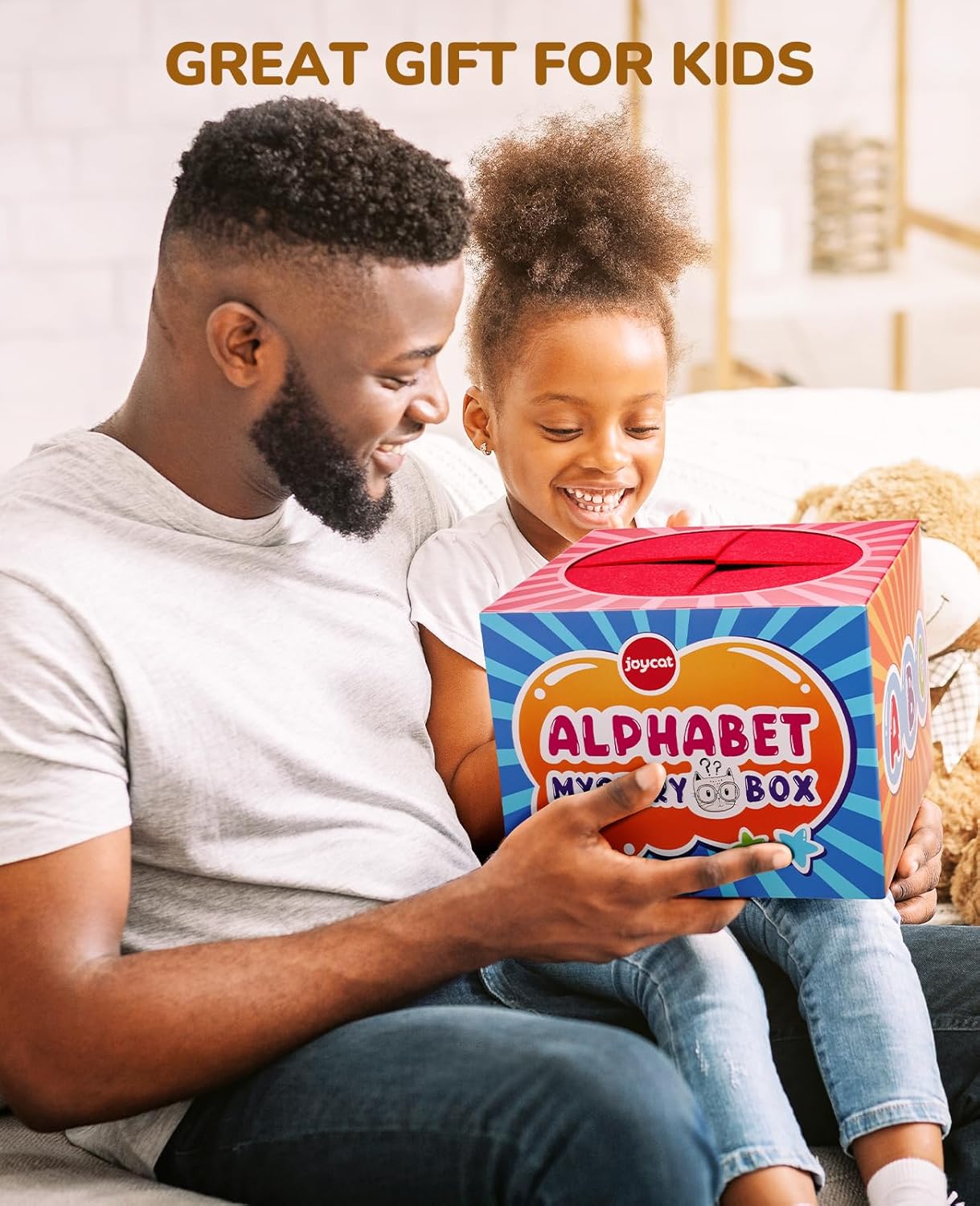 JoyCat Mystery Alphabet Box for Kids 26 PCS Letters Sorting Matching Game Activities Letter Sounds Fine Motor Learning Toys for Preschool Kindergarten Classroom - Easter Basket Stuffers Gifts