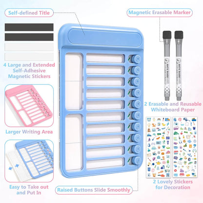 Audab Dry Erase Chore Chart for Kids, Magnetic Checklist Board, My Chores Slider Chart to Do List Board, Routine Reward Chart Schedule Board Task Tracker for Home Refrigerator, Wall, Desk (Pink)