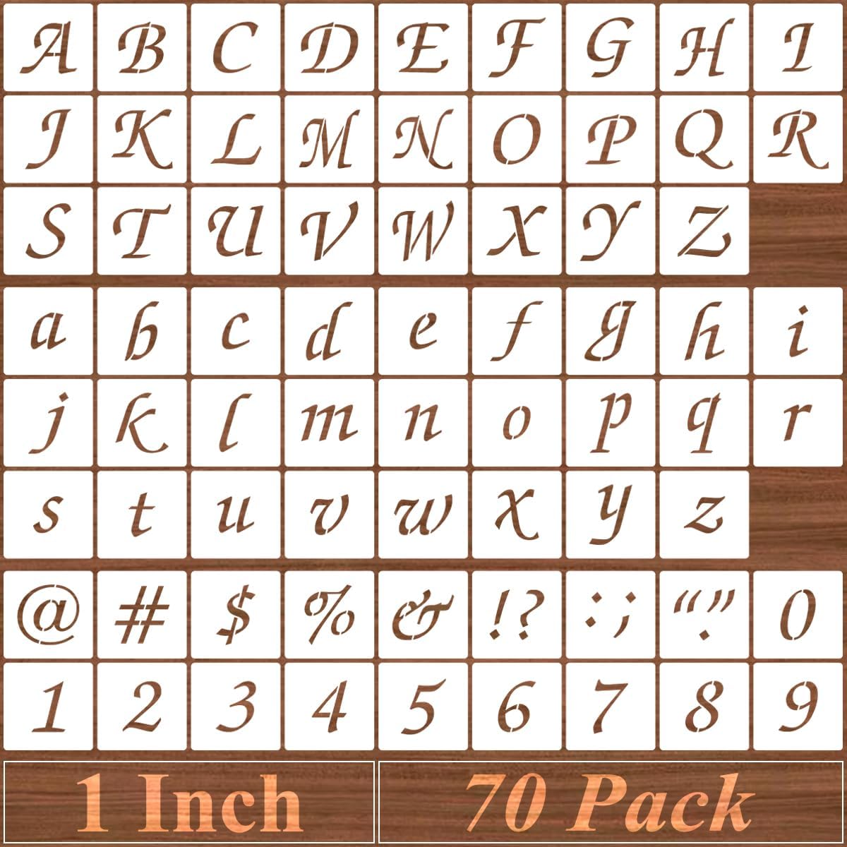 2.5 Inch Alphabet Letter Stencils - 70 Pack Letter Number Stencil Templates with Signs for Painting on Wood, Reusable Calligraphy Letters Stencils for Chalkboard Fabric Wood Signs