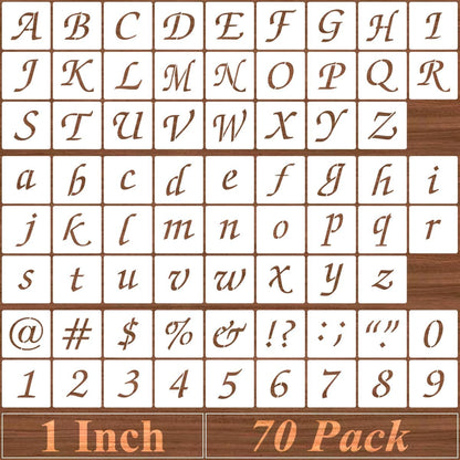 2.5 Inch Alphabet Letter Stencils - 70 Pack Letter Number Stencil Templates with Signs for Painting on Wood, Reusable Calligraphy Letters Stencils for Chalkboard Fabric Wood Signs