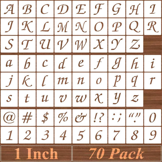 2.5 Inch Alphabet Letter Stencils - 70 Pack Letter Number Stencil Templates with Signs for Painting on Wood, Reusable Calligraphy Letters Stencils for Chalkboard Fabric Wood Signs