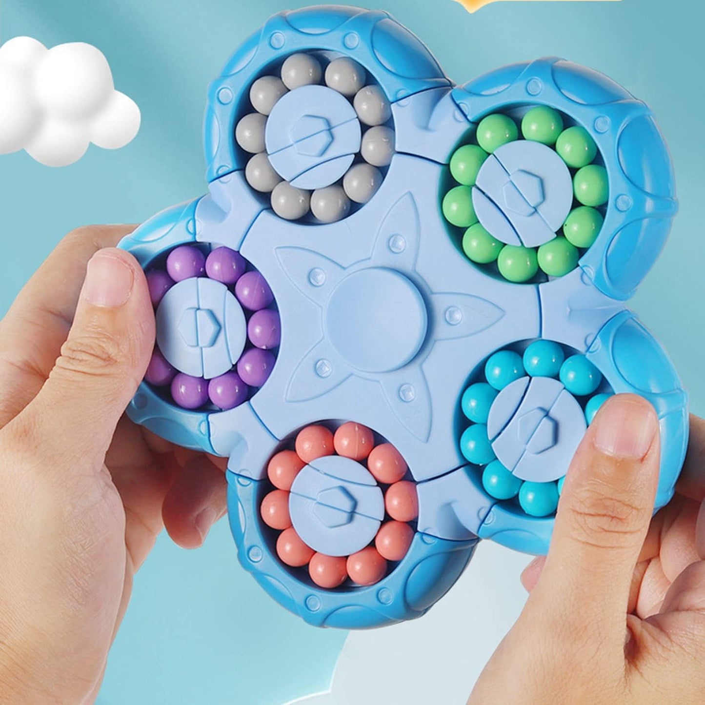 YUDANSI Magic Bean Puzzle Toy, Rotating Magic Bean & Fidget Cube 2-in-1, Rotating Magical Cube Fidgets Gift for Kids Boys Girls Age 3+, 5-7, 8-12, Brain Teaser Fingertip Toys for Teens Adults