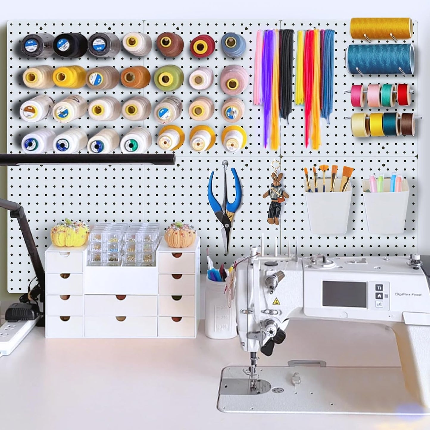 FZK Peg Board with Hooks, Plastic Pegboard Kit with 4 White Pegboards and Accessories, Peg Board Wall Organizer for Office and Craft Room