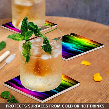 3dRose Prism Fractions a Spectrum of Colors displayed in Geometric Section Set of 8 Ceramic Tile Coasters