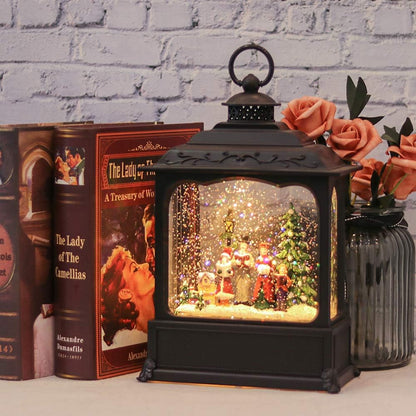 Eldnacele Musical Snow Globe Lantern with Timer, Lighted USB/Battery Operated Swirling Singing Water Glittering Lantern, Snow Globes for Adults and Kids Christmas Decoration- Santa