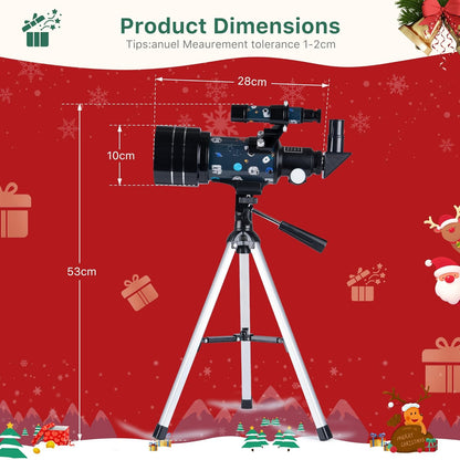 FREE SOLDIER Telescope for Kids 70mm Aperture Astronomical Refractor Telescopes for Beginners (15X-150X) 300mm Telescope for Adults High Powered with A Phone Adapter & A Wireless Remote (White)