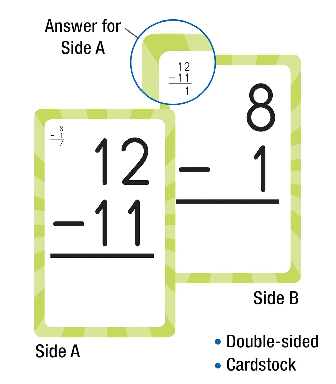 Carson Dellosa 54 Subtraction Flash Cards, All Facts for Subtracting Through 12, Mathematics Flashcards for Ages 6 and Up, Kindergarten, 1st Grade Learning Activities and Math Games for Kids 5-7