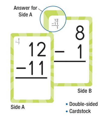 Carson Dellosa 54 Subtraction Flash Cards, All Facts for Subtracting Through 12, Mathematics Flashcards for Ages 6 and Up, Kindergarten, 1st Grade Learning Activities and Math Games for Kids 5-7