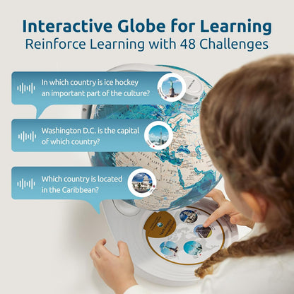 Science Can Openable Globe for Kids, 8 Inch Interactive World Globe, Talking Model with Knowledge & Quiz Mode, Bilingual STEM Toys for Ages 8-13, Educational Birthday Gifts for Boys & Girls Ages 6+