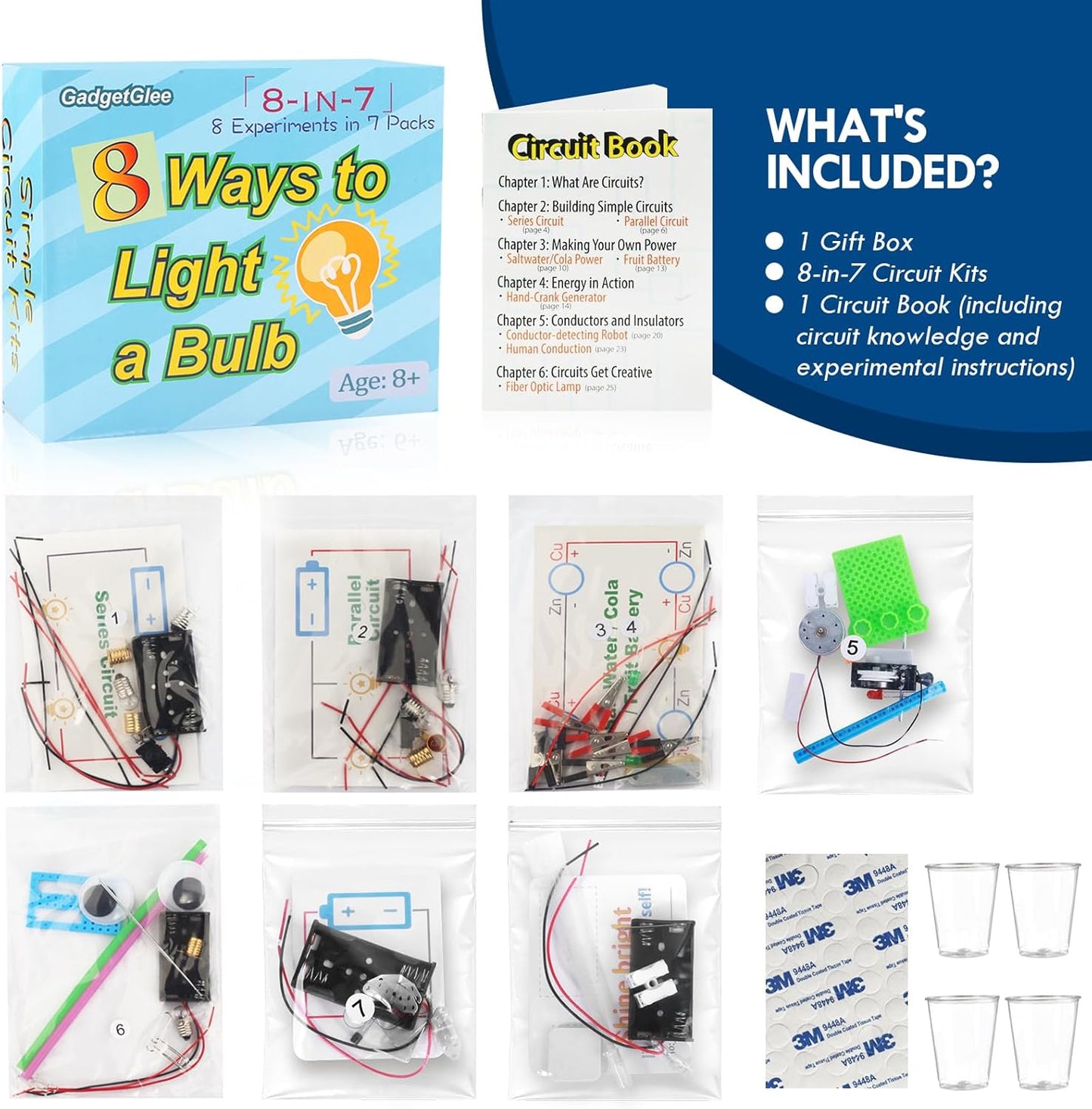 Science Circuit Kit Electricity for Kids, STEM Electrical Light Bulb Experiment, Electric Science Gifts Fair Project Kits Age 8-12, Fruit Energy Experiments Circuits Engineering Projects