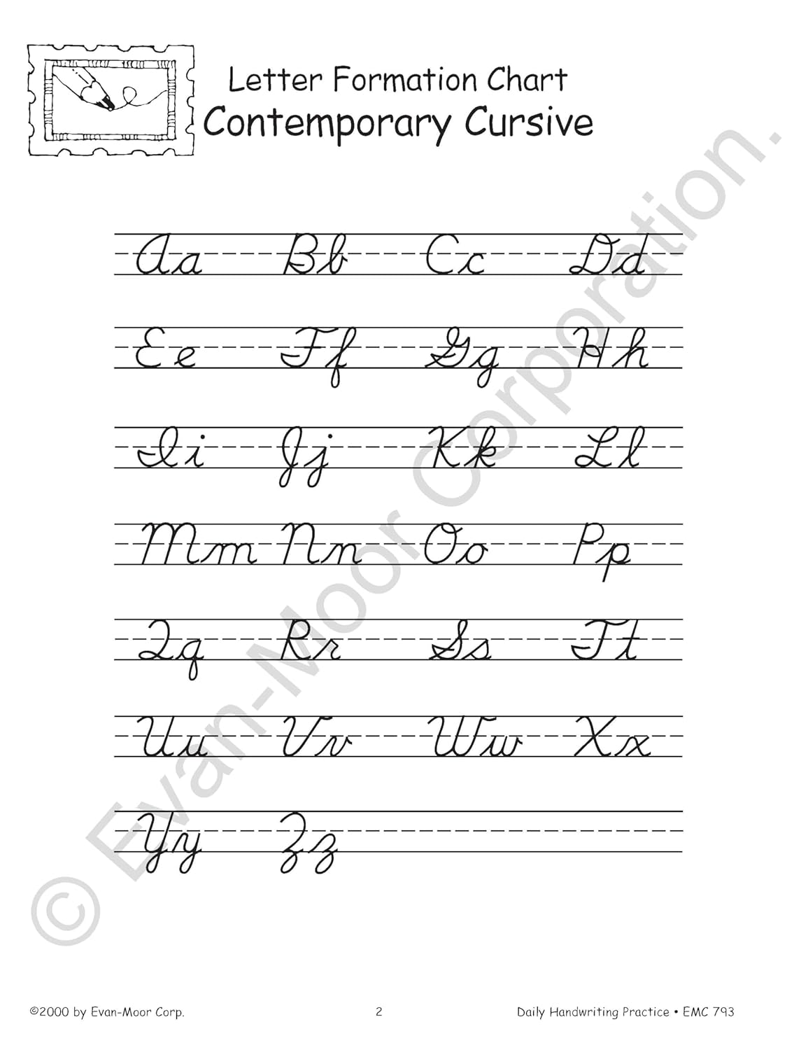 Evan-Moor Daily Handwriting Practice Contemporary Cursive, Kindergarten-Grade 6, Homeschooling and Classroom Resource Workbook, Penmanship, Writing, Letter Placement, Spacing, Alphabet Synonyms