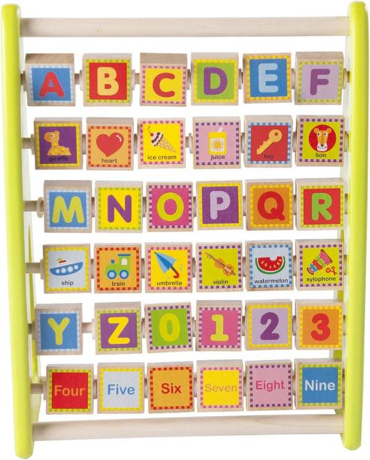 Fat Brain Toys Alpha-Abacus - Wooden Alphabet & Number Learning Toy for Kids 2+