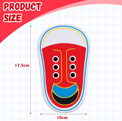 ElevateTech 2Pcs Wooden Lacing Shoe Shoe Lace Practice Board Threading Lacing Shoes Training Board Tying Practice Learning Educational Fine Motor Skills (Red White)