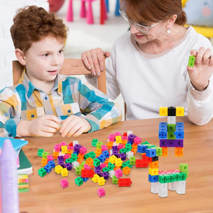 Jenaai 300 Pcs Counting Cubes, Plastic Connecting Blocks, Colorful Math Cubes, Math Manipulatives Classroom Learning Supplies, Preschool Learning Materials, Counting Toys (Simple Style)