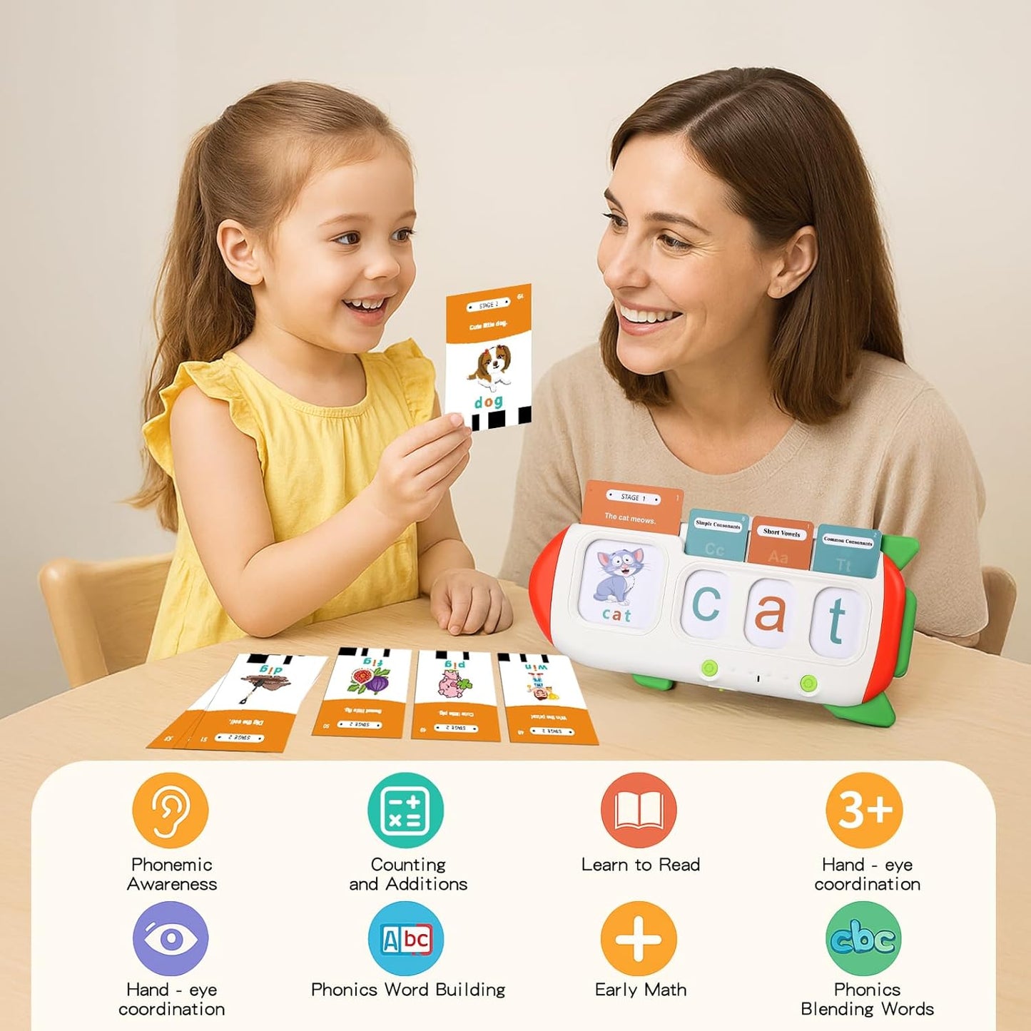 Talking Flash Cards for Toddlers 2-8,Montessori Toys for Autism,107 Sight Words,Alphabet CVC Learning Toy,Speak and Spell Phonics Games for Kindergarten,Educational Birthday Gift for Kids