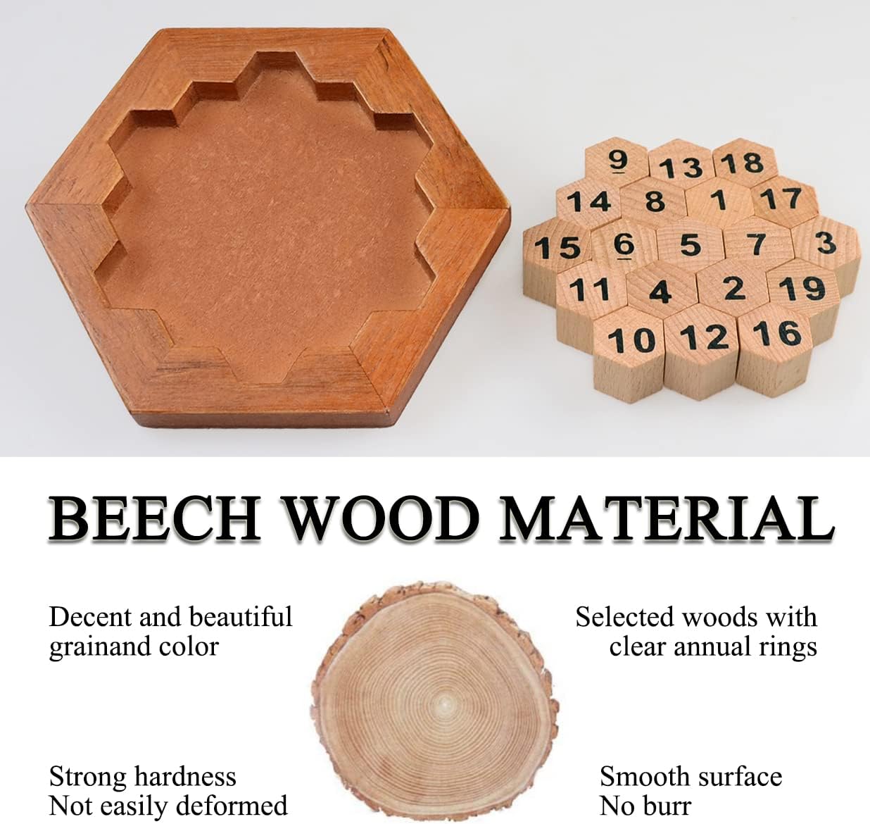 KINGOU Wooden Logic Puzzle Brain Teasers Intellectual Toy Number Puzzle