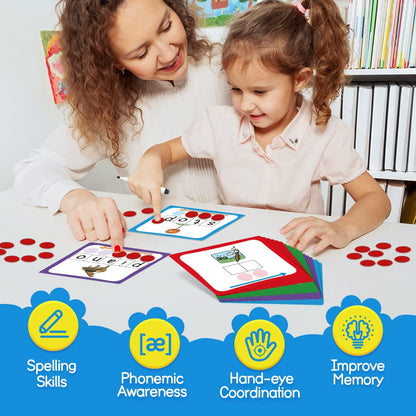 Torlam Elkonin Boxes Phonemic Awareness Phonics Games, Reading Spelling Sound Manipulatives Sight Word Flash Cards, Speech Therapy Toy Kindergarten Elementary Classroom Must Haves Homeschool Supplies