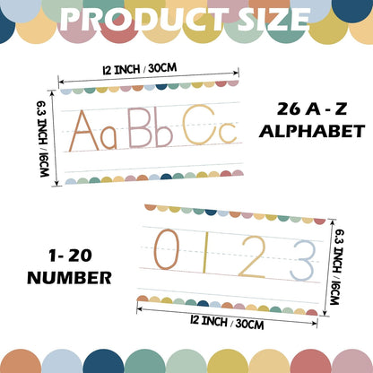 Alphabet for Classroom Wall - 15 PCS Crayon ABC Manuscript Alphabet Line for Classroom Wall Alphabet Bulletin Board Set for Pre School Elementary Classroom Homeschool, Playroom Bedroom Decorations