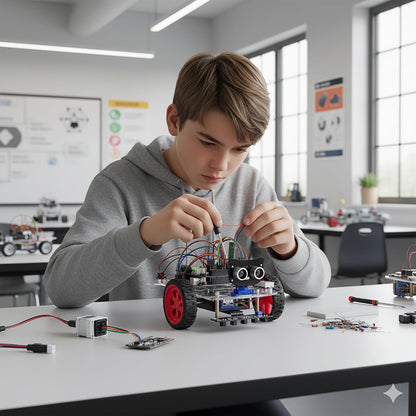 OSOYOO Model 3 Robot Car DIY Starter Kit for Arduino,Educational Motorized Robotics, Remote Control App, Learning How to Code, IOT Mechanical Coding for Teens and Adults