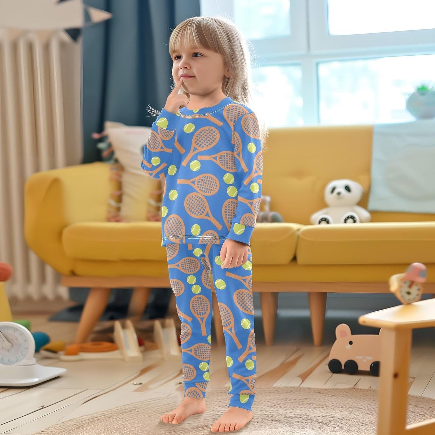 ALAZA Shark Starfish Palm Tree 2 Piece Pajama Set Long Sleeve Top and Pants Sleepwear Unisex - Colors B