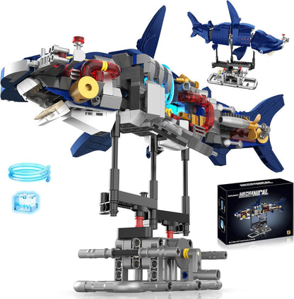 Mechanical Crocodile Building Set with Lights, Rotatable Link Components & Display Stand, STEM Building Set for Boys 8-14, Home Office Decor for Adults, Mechanical Enthusiasts（648PCS）