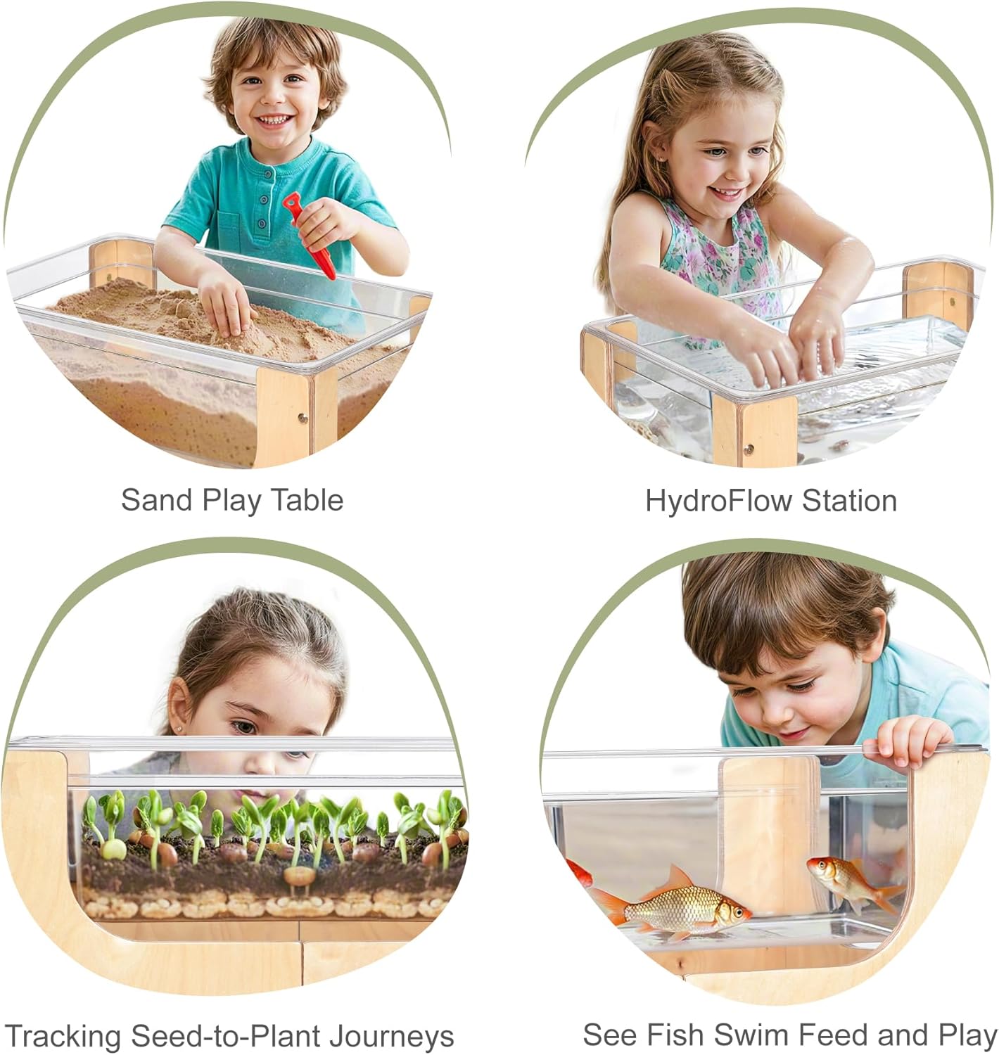 See-Through Small Water & Sand Sensory Table for Kids w/Transparent Tub for Tactile Play & Learning – Perfect for Home, Classroom & Daycare