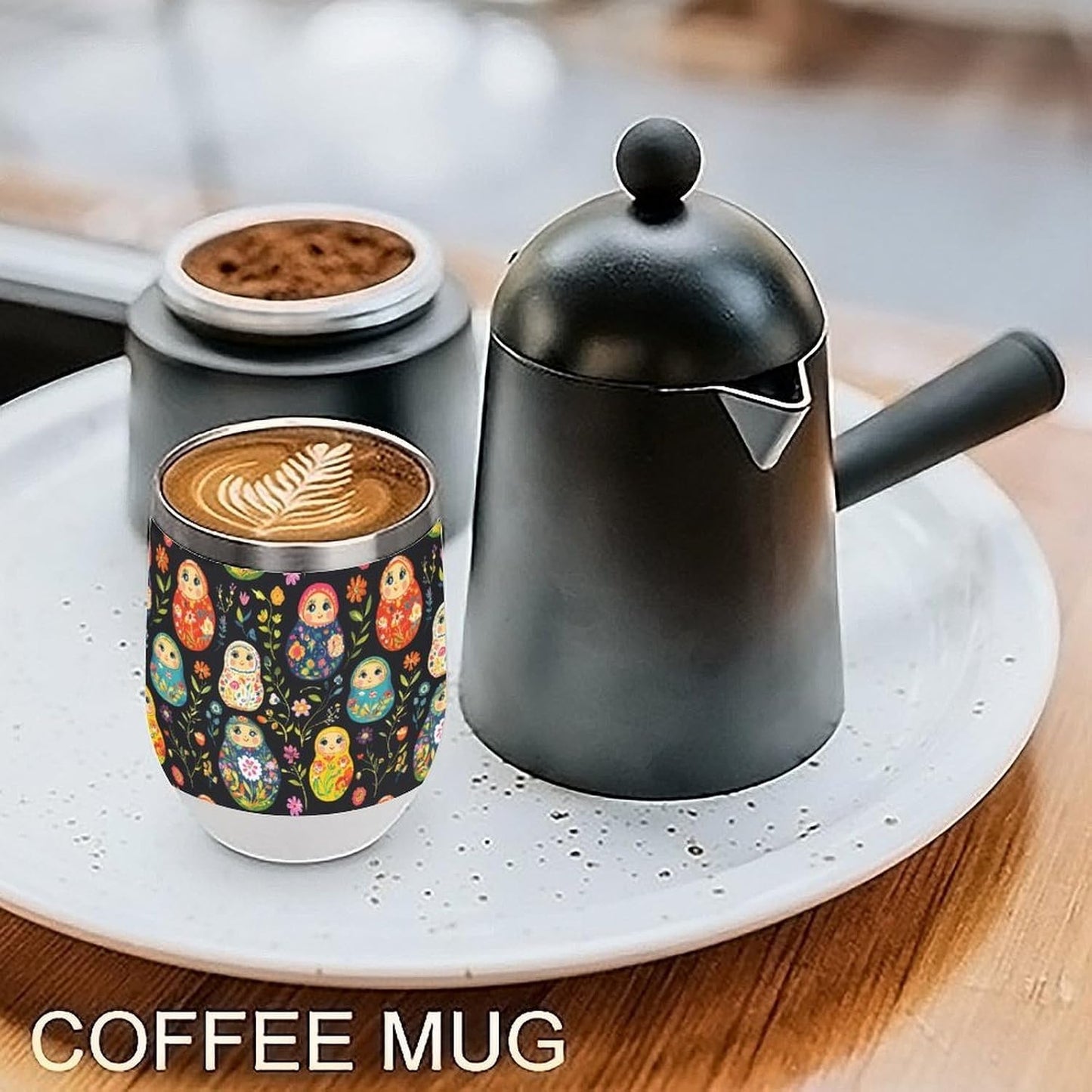 Russian Nesting Dolls Flowers Insulated Cups & Mugs 12 Oz Double-Wall Coffee Cup with Lids Drinks Tumbler for Women Men