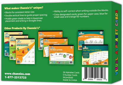 Channie’s Dry Erase Flashcards & Marker Set – Reusable Alphabet & Number Writing Practice Kit for Kids – Homeschool & Classroom Handwriting Resource