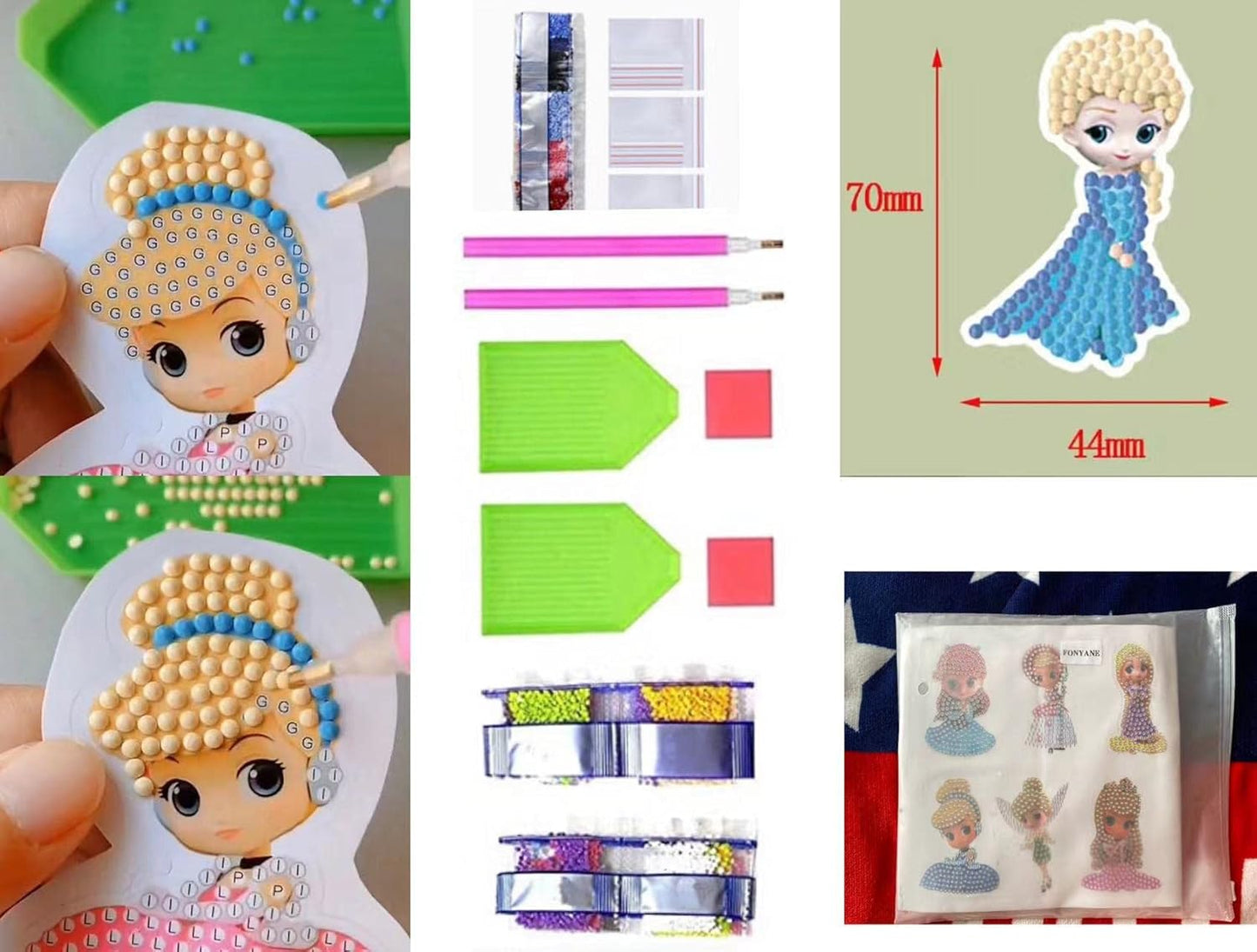 FONYANE Diamond Art for Kids & Girls & Boys,Gem Art Animal Stickers Craft Kit for Kids Ages 4-6-8-10-12,Arts & Crafts for Boys Girls Birthday Party Gift Toy