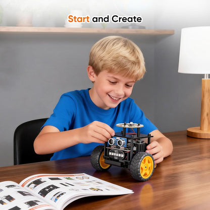 Smart Robot Car Kit Toys for Kids Ages 8-12 12-16, Remote Control Building Robotics Kit, STEM Educational Science Kit Gifts for Teen Boys Girls 8-13 14 15 16 Year Old
