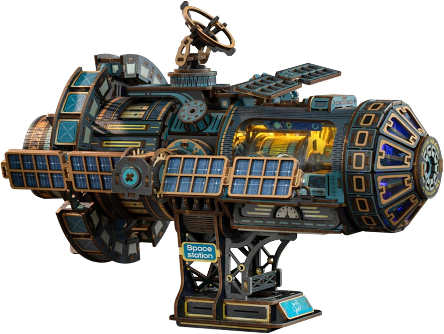 3D Wooden Puzzles for Adults - Space Station Mechanical Model Kit with Lights & Music, 511PCS Adult Wooden Puzzles, DIY Building Toy for Teen & Adults, Miniature House Kit for Birthday Father's Day