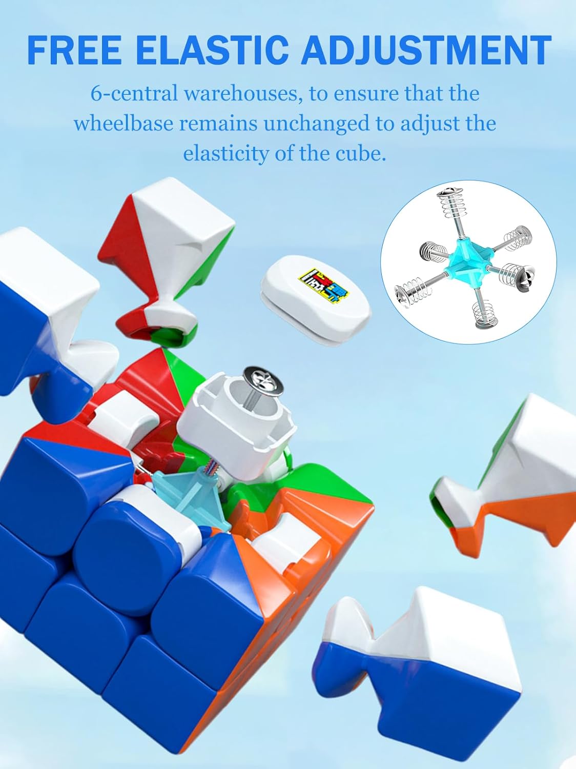 CFMOUR Speed Cube 3x3x3 - Moyu Meilong 3C, Stickerless Magic Cube 3x3, Fast Smooth Turning Vivid Colour 3D Puzzle Brain Toy Travel Games, Turns Quicker Than Original