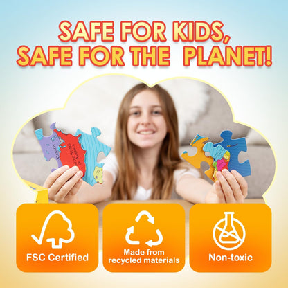 GeoToys GeoPuzzle, World Jigsaw Puzzles, 68 Pc Geography Game & Map Puzzle, Educational Games & Kids Learning Activities, Puzzle Gifts for Children Ages 6-9, Fun Learning Toys for Kids