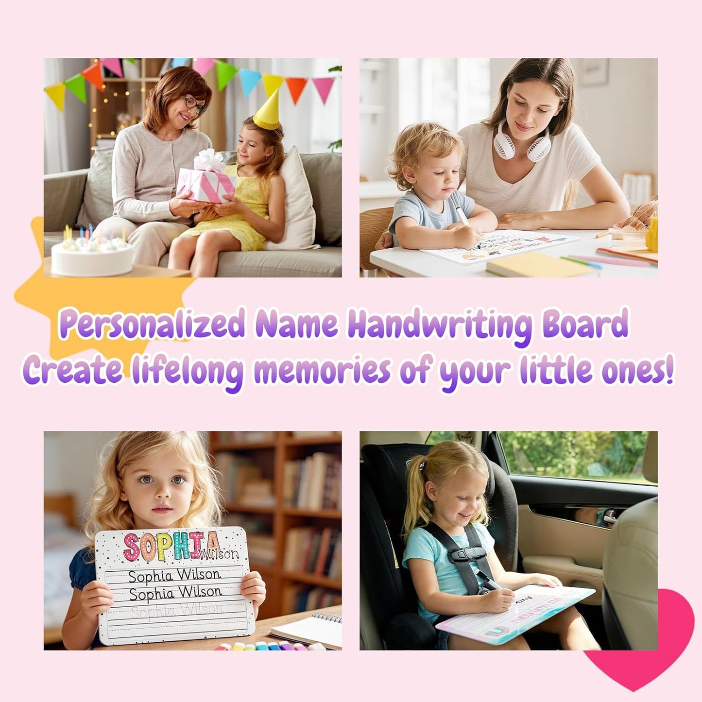 Personalized Name Practicing Board for Kids, Cusotm Name Tracing Whiteboard with Dry-Erase Pen, Back-to-School Gift for 3 4 5 Years Old Preschoolers, Handwriting Practice, Toddler Name Learning
