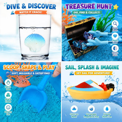 AGENTLAN Ocean Sensory Bin, Ocean Sensory Water Toys with Sea Animal for Toddlers Boys and Girls, Kids Toys Gift Sand Box for Age 3 4 5 6 7 8