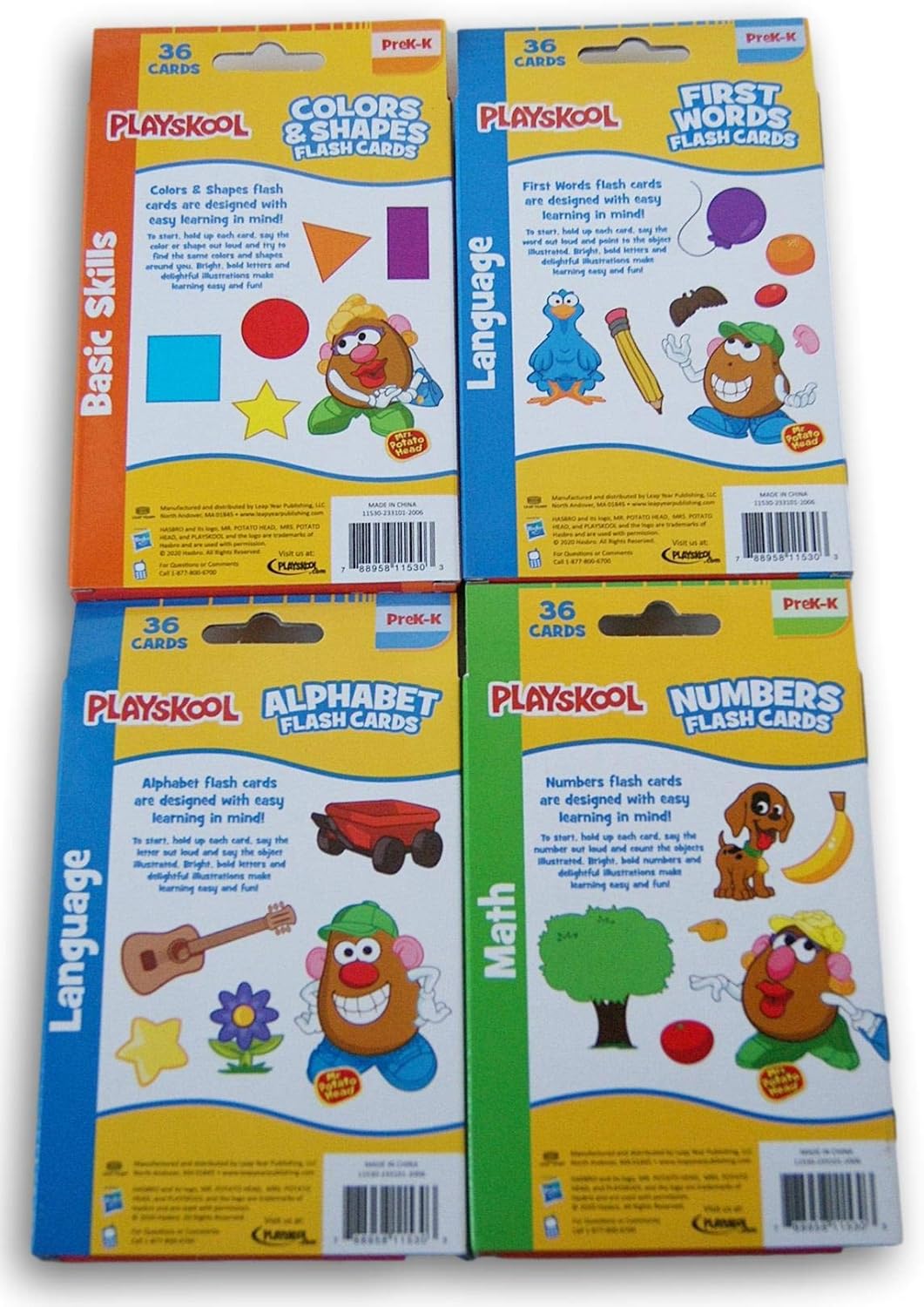 Playskool Early Educational Potato Head Themed Pre-K Flash Card Set - Numbers, Alphabet, First Words, and Colors & Shapes