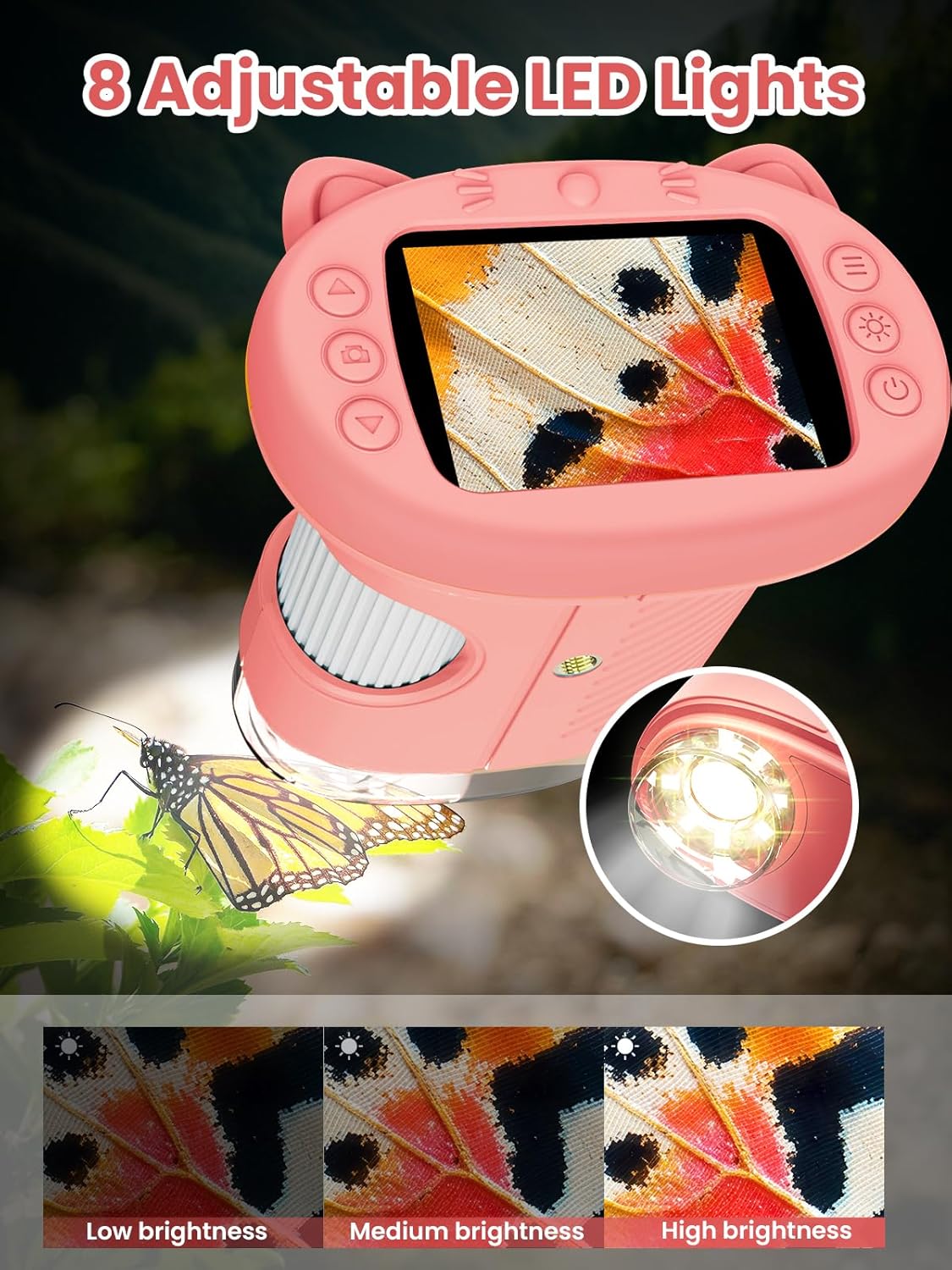 Microscope for Kids, 2.4 Inch Digital Microscope with 1000X Magnification, Handheld Camera Mini Pocket Magnifying Glass, Educational Birthday Gifts Toys for Ages 3+, Blue