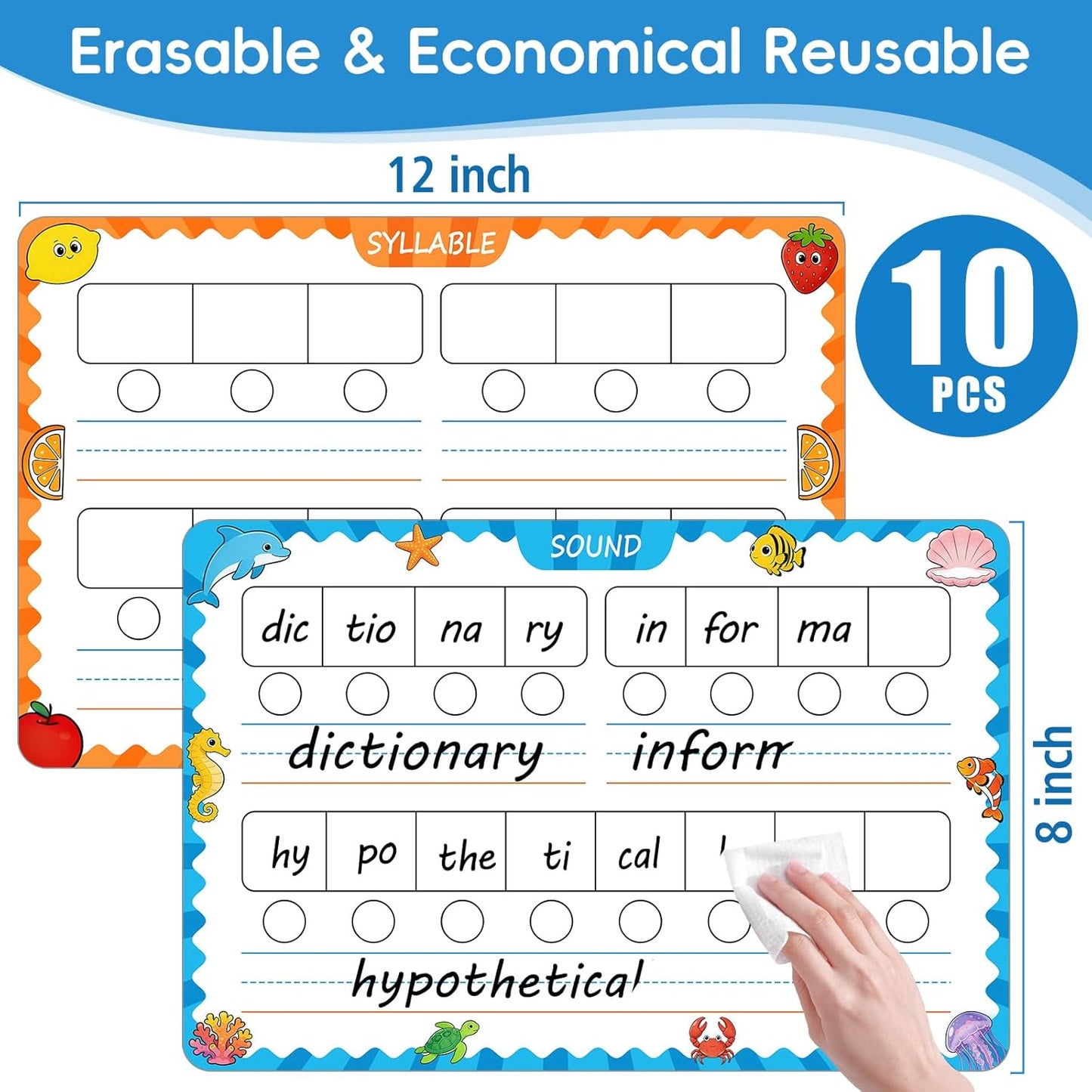30 Packs Number Line Dry Erase Boards Cards, Double-Sided Writable & Erasable, 0-10 on One Side and 0-20 on the Other Side, Math Learning White Board Tool for Students, Classroom and Home (12” x 4”)