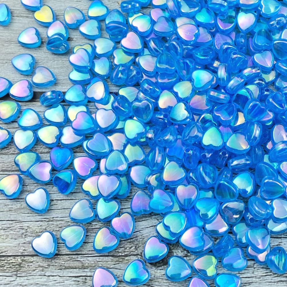 400 PCS Acrylic Heart Shape Beads AB Colors Heart Pony Spacer Beads for Jewelry Making DIY Bracelet Earring Necklace Key Chains(Deep Pink)