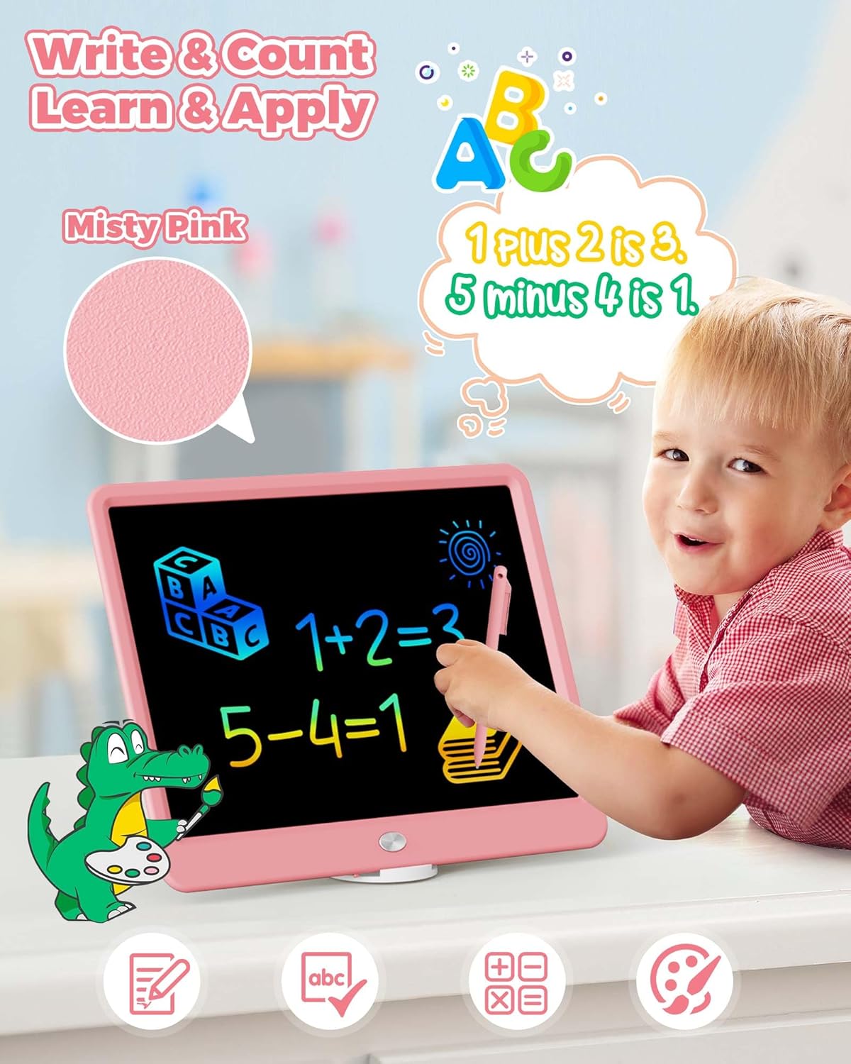KOKODI 15 Inch LCD Writing Tablet with Anti-Lost Stylus, Erasable Doodle Board Colorful Toddler Drawing Pad, Car Travel School Games Toys for 3 4 5 6 7 8 Kids, Birthday Gift for Girls Boys Blue