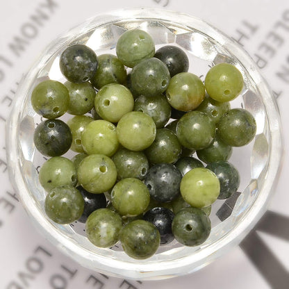 NCB 100pcs Original Natural Stone Beads Gemstone Round Loose Beads 6mm 8mm 10mm (Blue Aventurine, 6mm 100Beads) - Colors B