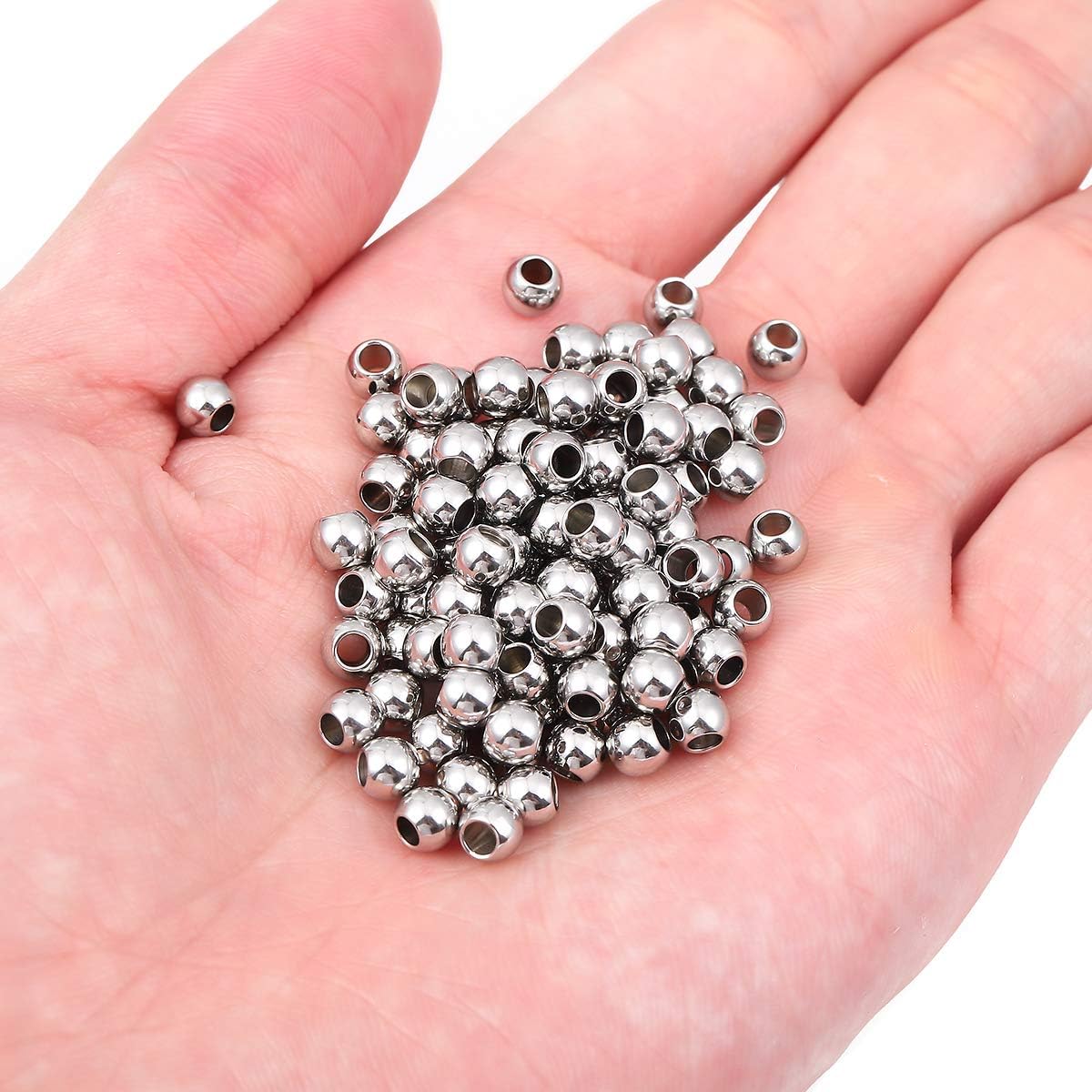 BEADIA Stainless Steel Spacer Beads 3x2.5mm Round Loose Charm Caps Beads for DIY Jewelry Making 100pcs with 1mm Hole