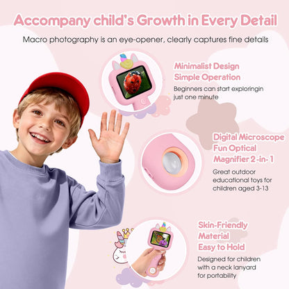 Magnify 2.4" Microscope for Kids, 600X-4800X Handheld Digital Miniscope, Portable Pocket Magnification Microscope Photo & Video | Education Toys for Age 3 4 5 6 7 8 9 10 Girls Boys