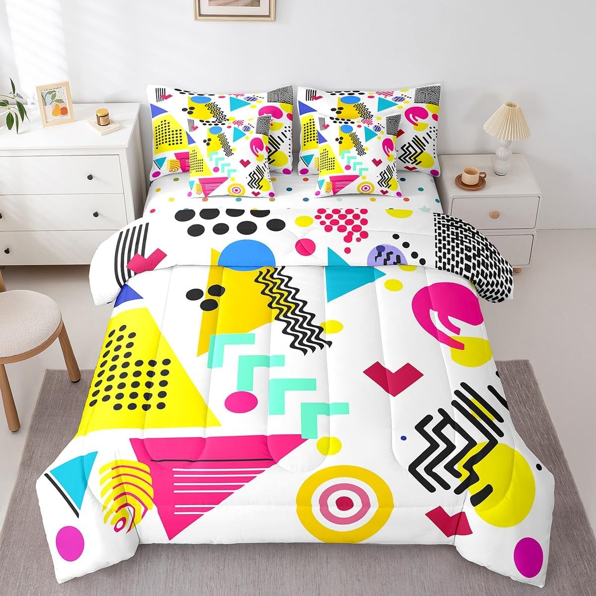 Erosebridal Chemical Equation Bed in a Bag Queen Comforter Set 7 Piece,Chemistry Bedding Sets Science Students Learning Gift Sheet Set with Comforter,Molecular Formula Education Bed Set - Colors A