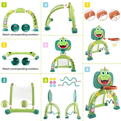 Marstone Baby Boy Toys for 1 2 3 Year Old Gifts: Toddler Basketball Hoop and Soccer Goal Activity Center Toys with Sound and Music for Kids, Girls 1-3, Interactive 1st First Birthday Present