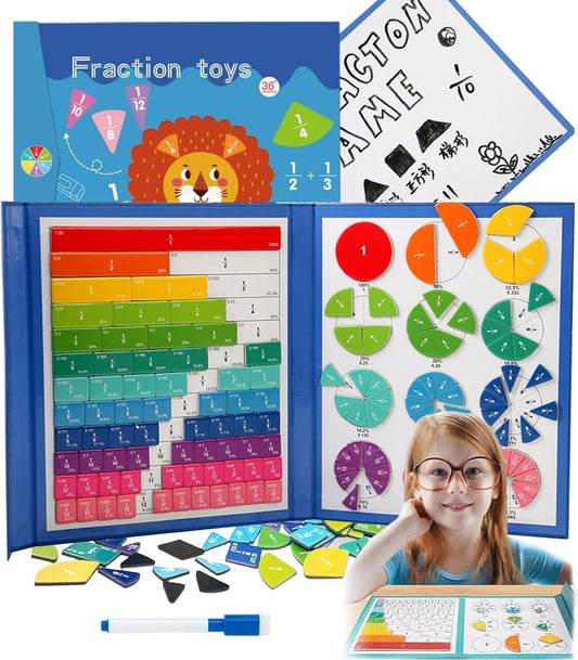 2026 New Magnetic Fraction Demonstration Book, 102 Pcs Magnetic Fraction Tiles & Fraction Circles, Magnet Fraction Disc Set for Kids, Math Fractions Manipulatives for Elementary Middle School (Set-A)