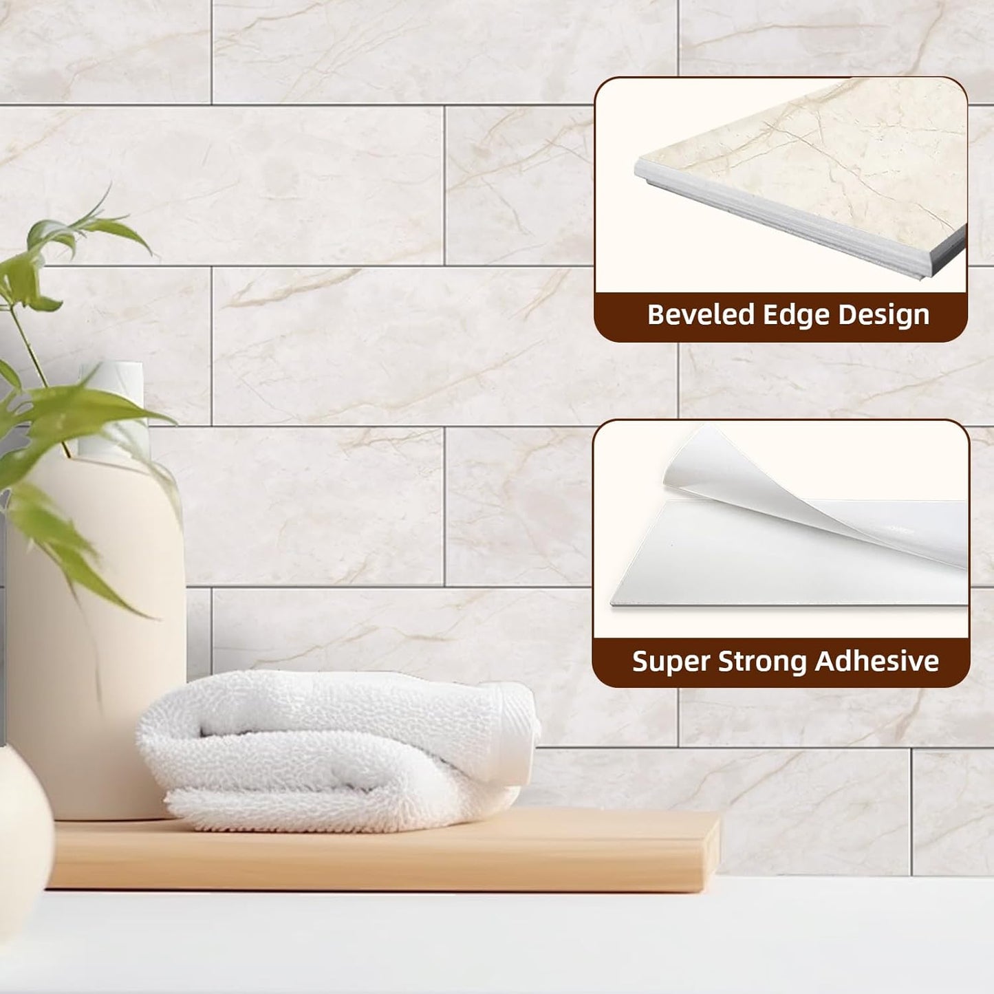 Tilingview 30 PCS Peel and Stick Backsplash Tile for Kitchen/Bathroom/Living Room, 3"x 9" Self-Adhesive Subway Tile for Backsplash, Matte Textures Tiles/Handmade Tiles (Sand Color)