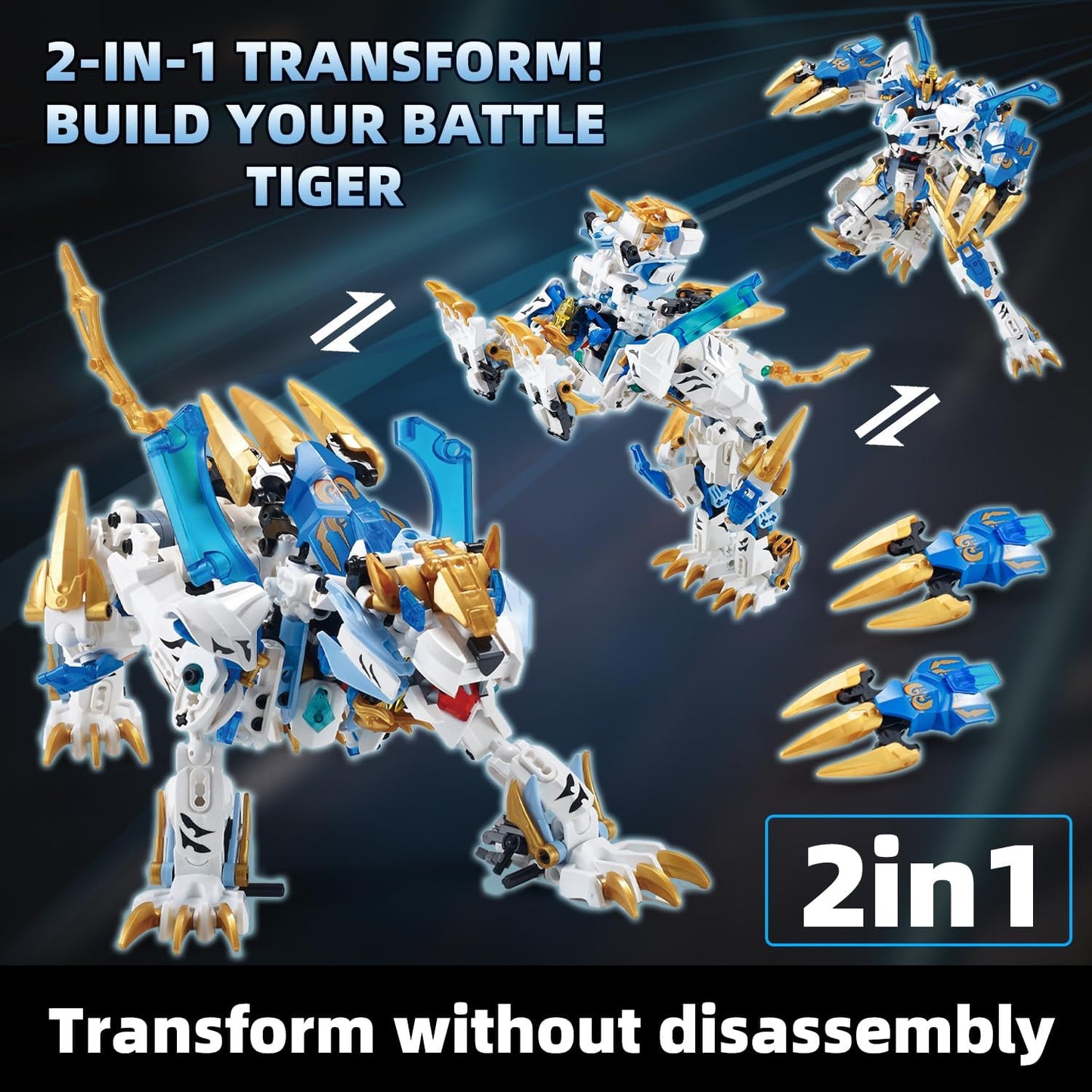 TIALLOW Pterodactyl Robot 2 in 1 Building Toy Sets, Dinosaurs Mech Transforming Building Block Model, Mecha Action Figures Pterosaur Building Kits, for Boys, Adult Age 8-12 (Pterodactyl)