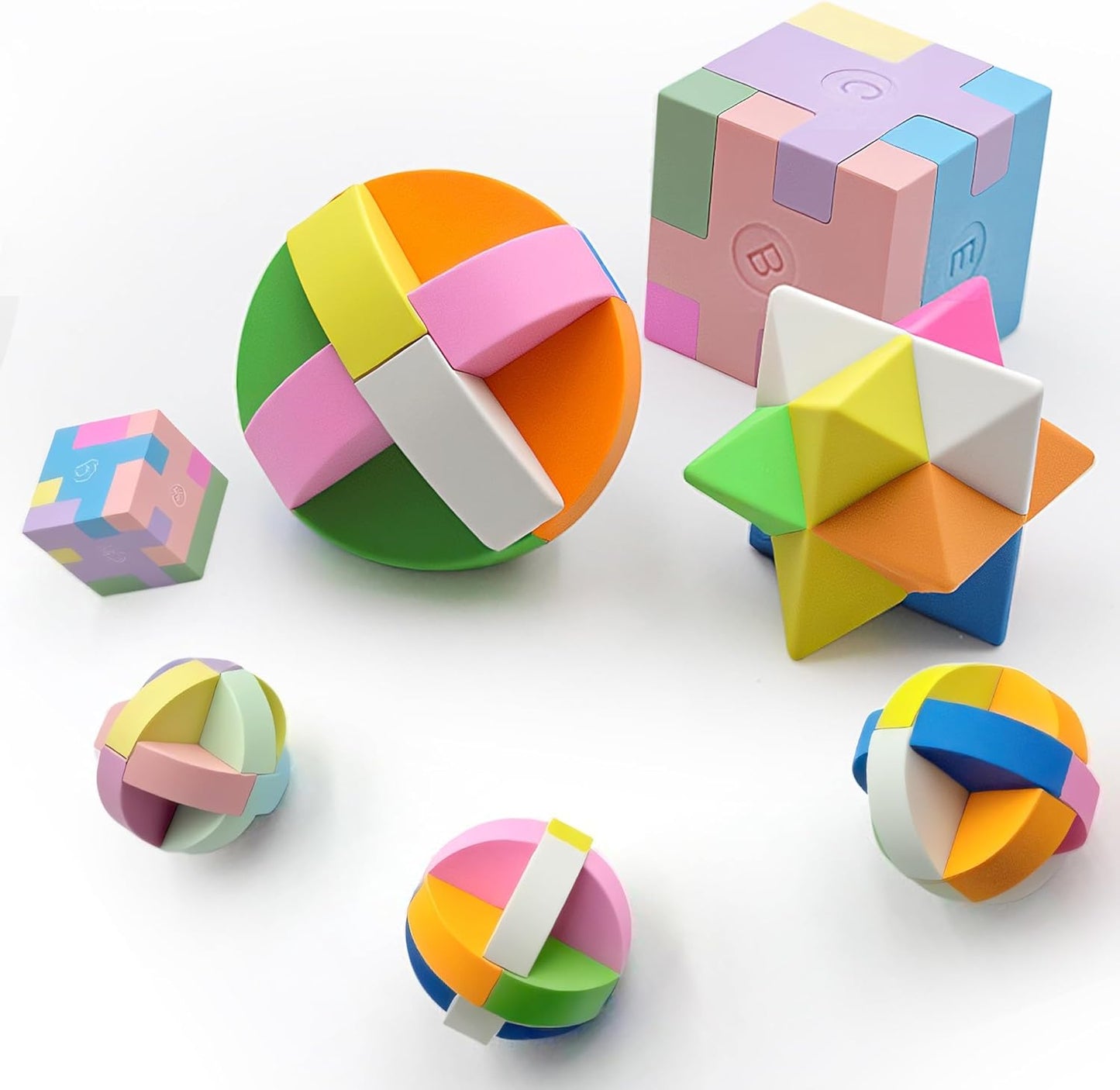 PROLOSO 15 Pcs Puzzle Cube Pencil Erasers Kids Party Favors Classroom Student Prizes Brain Teasers