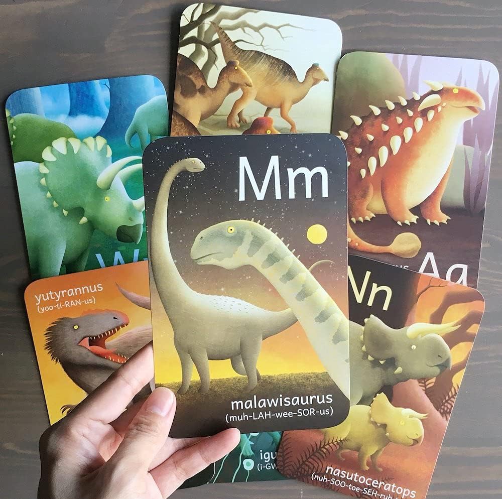 Dinosaur ABC Flash Cards, Alphabet A to Z Dinosaurs flashcards for Kids 4-8 Years, Dinos Picture Learning Cards, Dino Flash Card for Pre-K, Children: Set of 26 FlashCards